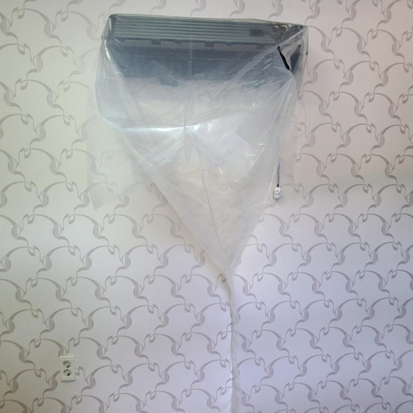 셀프 벽걸이에어컨 청소 DIY 에어컨가대 일회용 물받이 보양 방수포 투명 덮개형 1.8M