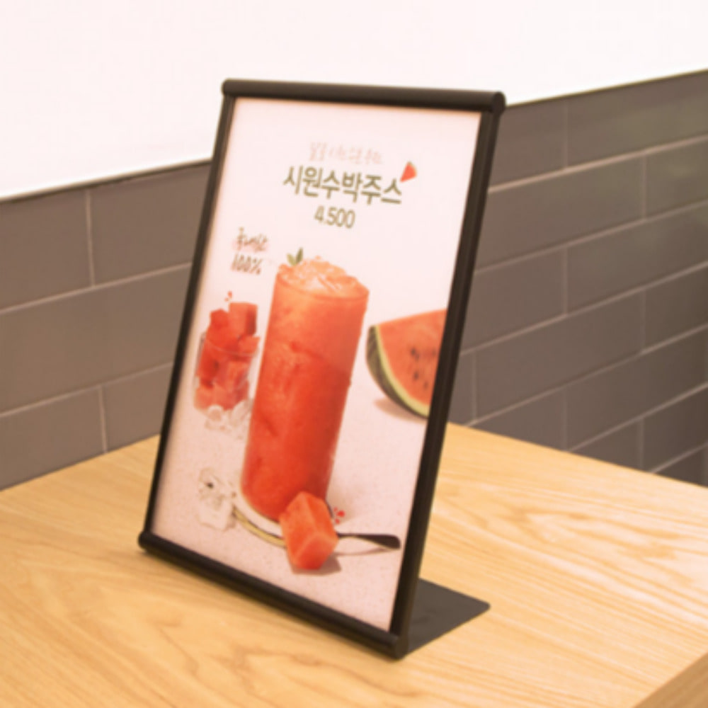 아크릴포켓 POP 꽂이판 스탠드형 L자 음식점 메뉴판 고급 거치대 A4 크기