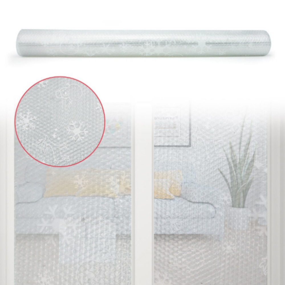 단열 투명 뽁뽁이 에어캡 눈꽃 디자인 창문 베란다 유리창 100x500cm
